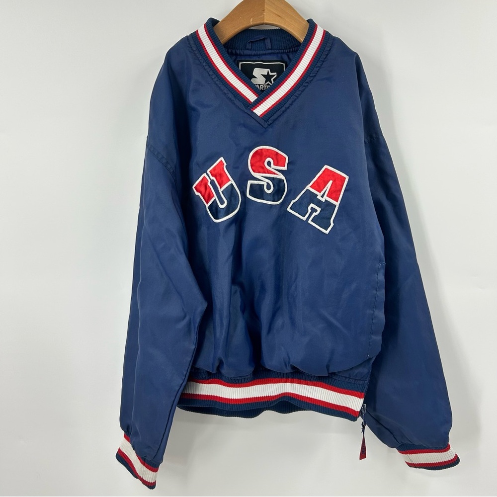 Vintage Starter Jacket Pullover USA Olympic Dream Team Size Medium